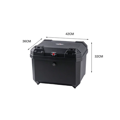 Motorcycle Trunk Large Capacity Waterproof Takeout Box Battery Car Storage Box Extra Large Electric Vehicle Universal Trunk (Motorcycle trunk) - 45l-round-lock-plus-size-black-free-installation-package