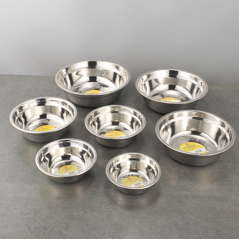 Tazón de acero inoxidable superventas en TikTok al por mayor, tazón multiusos para sopa de uso doméstico, tazón engrosado y profundo, tazón para lavar verduras en la cocina, tazón para batir huevos.