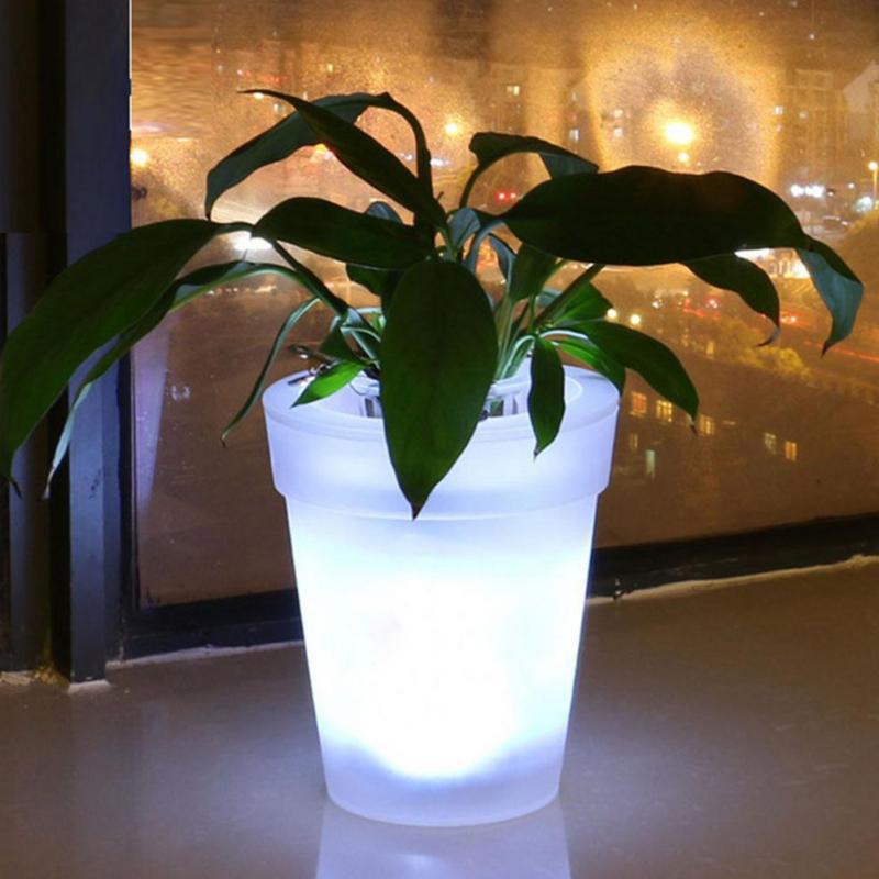 Solar Flower Pot Lamp Outdoor Garden Lamp Round Pot Decorative Lamp Potted Plant Road Lawn Garden Landscape Lamp