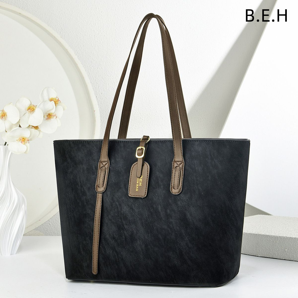 Bolso Tote al Hombro Retro de PU de Gran Capacidad con Cierre de Cremallera para Uso Diario