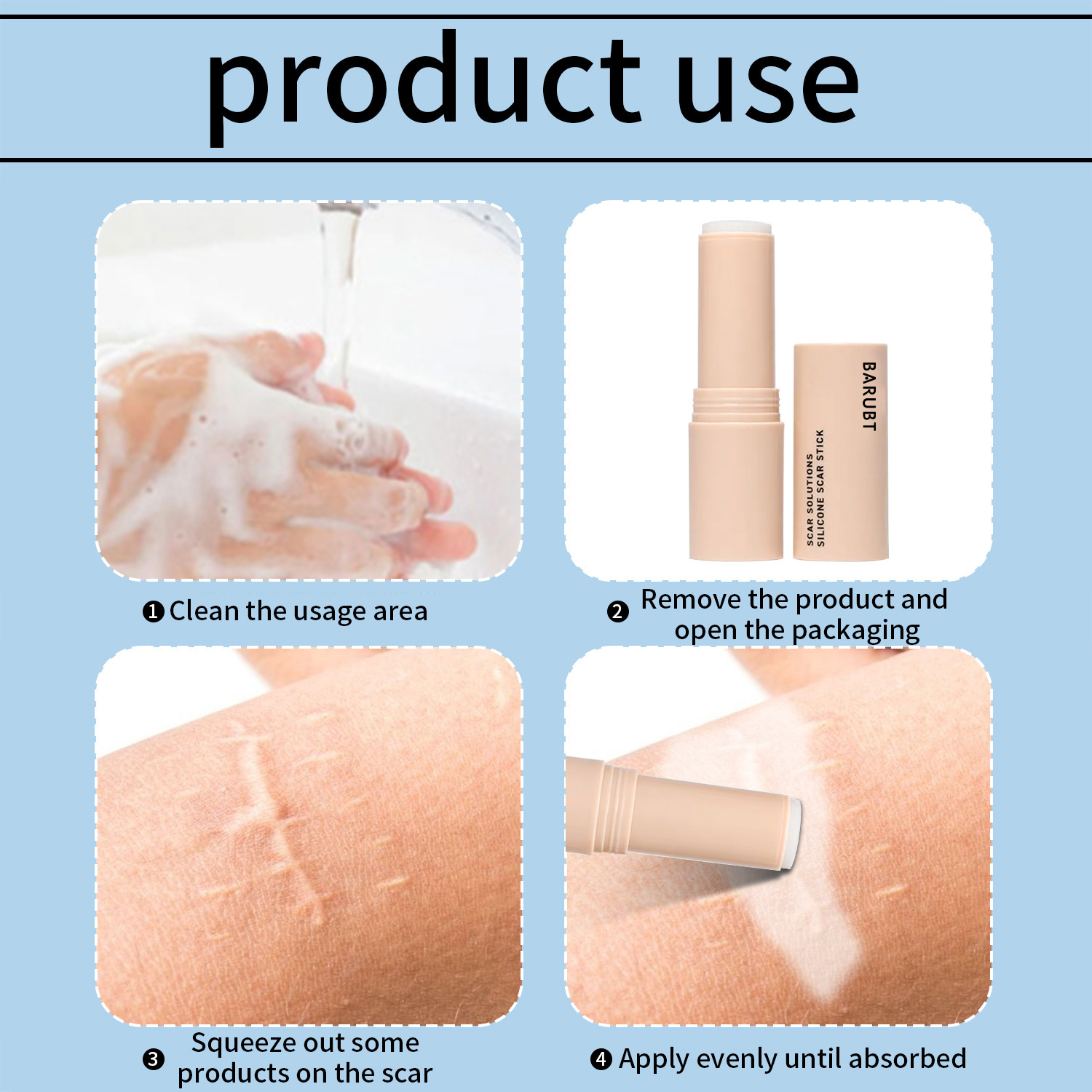 BARRUBT transfronterizo de estilo caliente TK, barra de eliminación de marcas, hidratante y suave, piel facial, barra de reparación de silicona suave en inglés