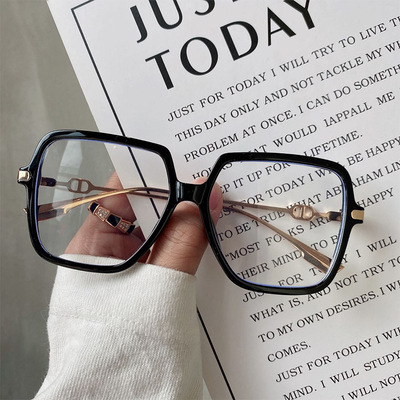2021新款防藍光眼鏡大方框網紅街拍韓版護目電腦文藝平光鏡女