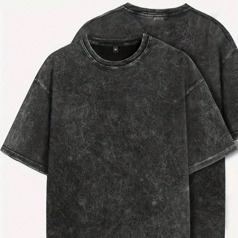 Heavyweight T-Shirt Custom Printed with Logo, Vintage Washed, Distressed Round Neck, Pure Cotton Short-Sleeve Party Cultural Shirt with Custom Design Heavyweight T-Shirt Custom Printed with Logo, Vintage Washed, Distressed Round Neck, Pure Cotton Short-Sleeve Party Cultural Shirt with Custom Design