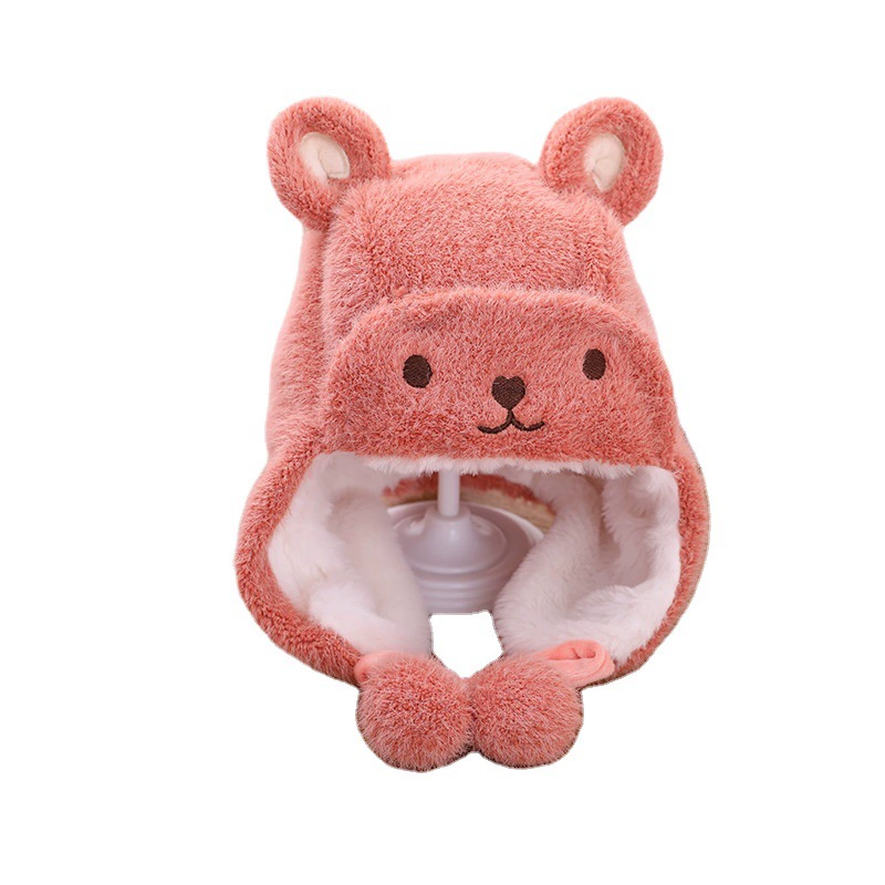 Зимняя детская бархатная шляпа для мальчиков и девочек, с маленькими медведями, повышенная толщина