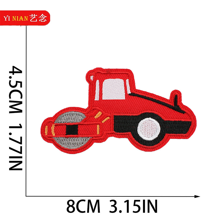 Coche de dibujos animados bordado pegatinas de tela Coche de ingeniería ropa para niños parche pegatinas bordado de computadora Zhang Zi Ropa Decoración camión de bomberos