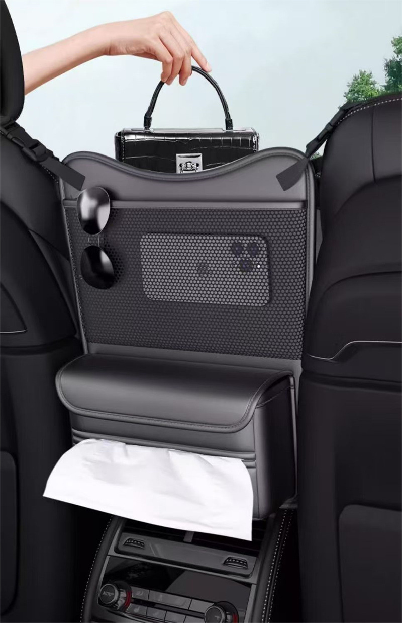 Car middle seat storage bag car-mounted tissue box organizer
