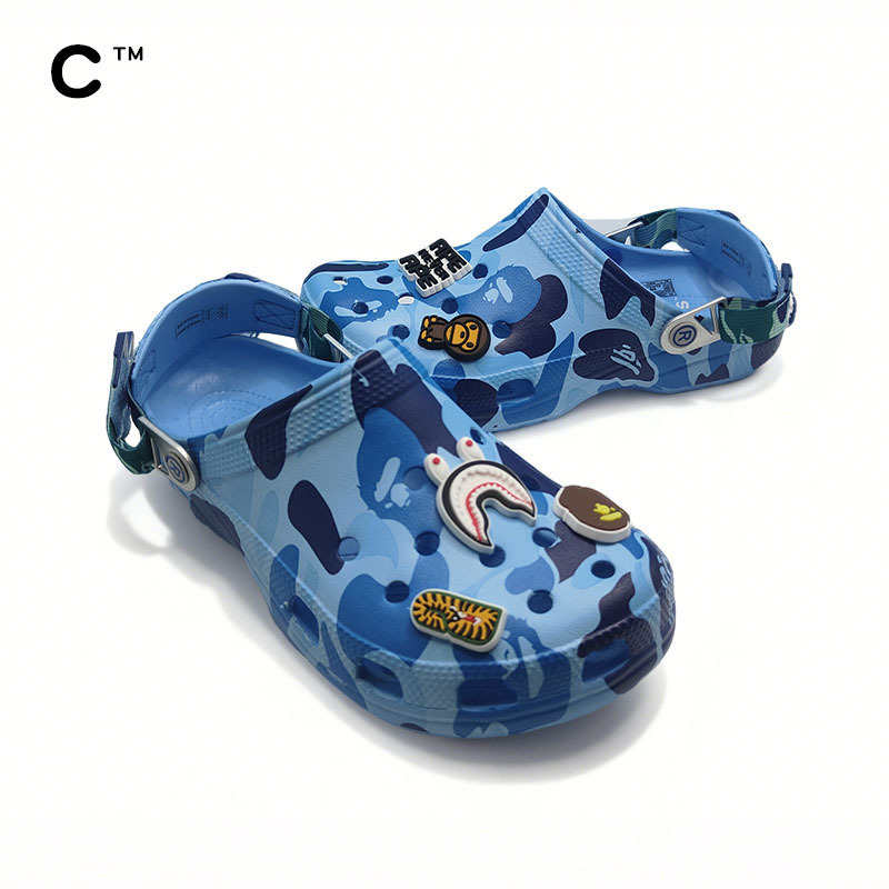 Cross Ape Head Hole Shoes Bapesta Collaboration Casual Trendy Couple Style Breathable Non-Slip Outdoor Sandals