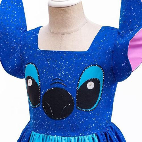 Children's Costume Cartoon Movie Stitch Style Dress for Kids Performance Pom-pom Skirt Costume Wear