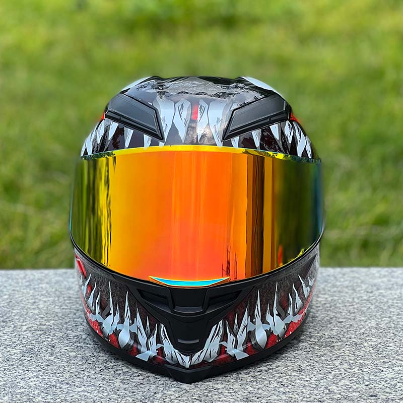 Motorcycle Helmet Personalized Snow House Style with Extended Spoiler