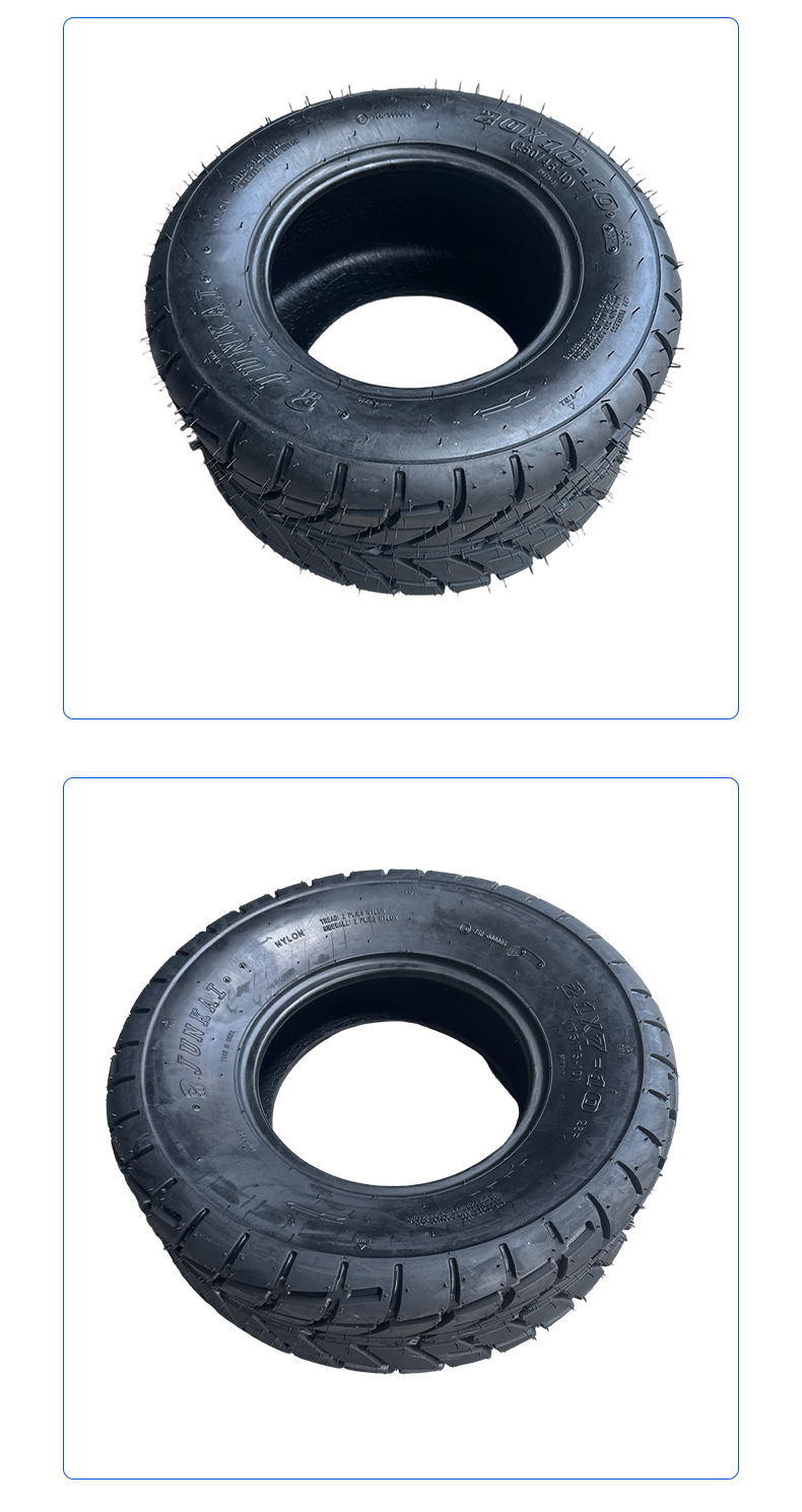 Front 21*7-10, Rear 20*10-10 Road Tread Rubber Tires, Wear-Resistant Off-Road Go-Kart Beach Buggy Vacuum Tires