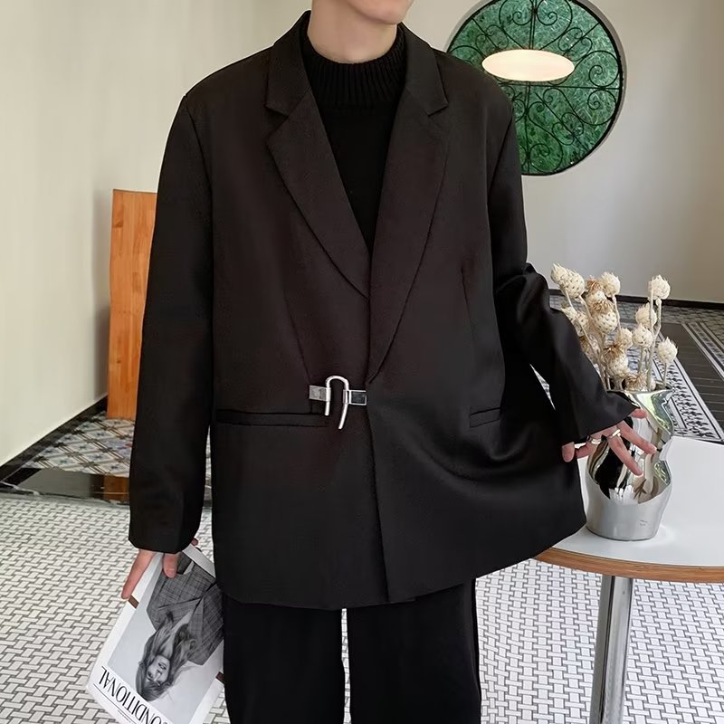 Chaqueta de traje casual de moda coreana, top delgado para hombre, traje pequeño de primavera de una sola pieza, traje formal de negocios guapo