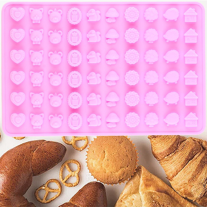 60 animales del bosque molde de pastel de silicona DIY amor caramelo chocolate molde de fuego horneado postre