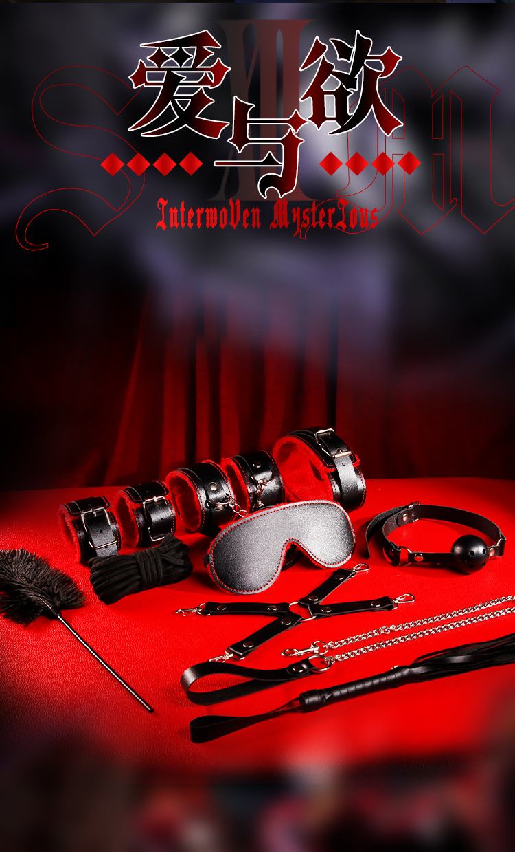 SM Red-Eye Contract 10-Piece Bondage Set with Handcuffs, Nipple Clamps and PU Leather Restraints — detail image 26