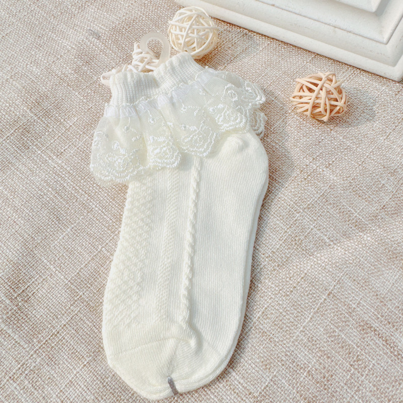 Calcetines de encaje para niños niñas transpirable primavera y otoño verano malla rayas encaje princesa calcetines cortos bebé blanco danza