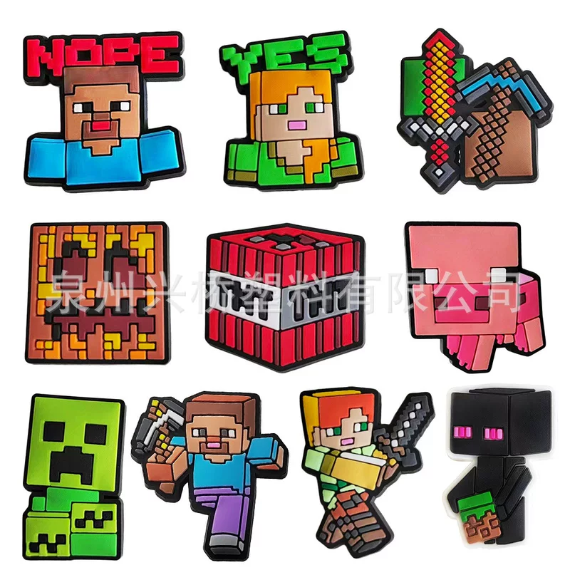 Обувь Minecraft с цветком, дырка Croc, обувь с пряжкой PVC, легкая резиновая обувь, цветок-дырок, браслет на запястье, декоративная пряжка