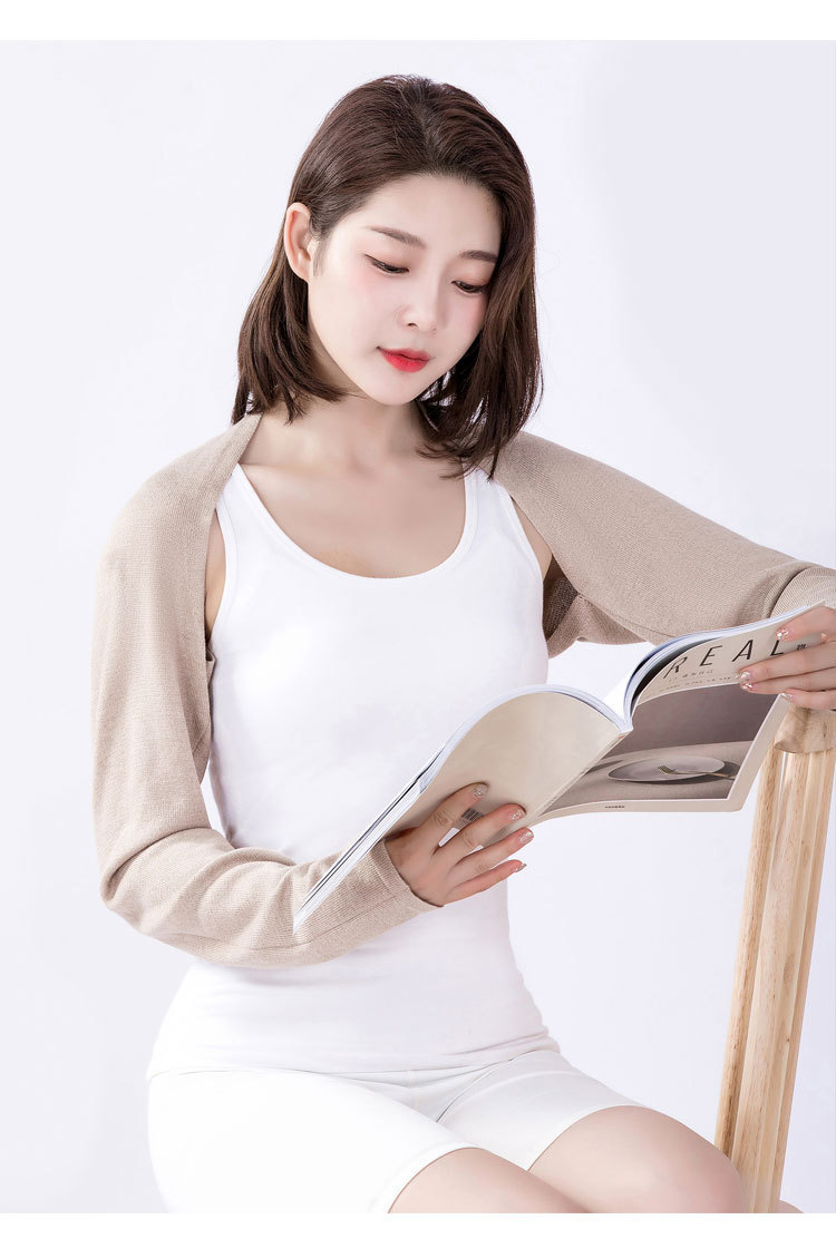 Summer Pure Cotton Shoulder Pads for Women, Long-Sleeved Arm Sleeves, Shoulder Pads, Thin Waistcoat, Warm Shawl, Air-Conditioned Sleeping Protection Against Cold