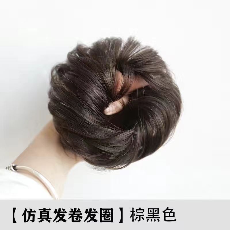 Cabeza de bola de pelo real completo Peluca de pelo real anillo de pelo peluca femenina bolsa de peluca natural flor corsé pelo updo falsa cabeza de bola