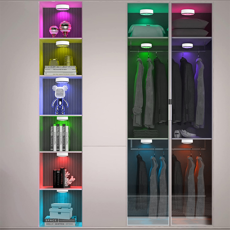Luz ambiental para gabinetes de cocina con control remoto de 13 colores, luz nocturna LED multicolor con batería, activación táctil, diseño de bola de hielo