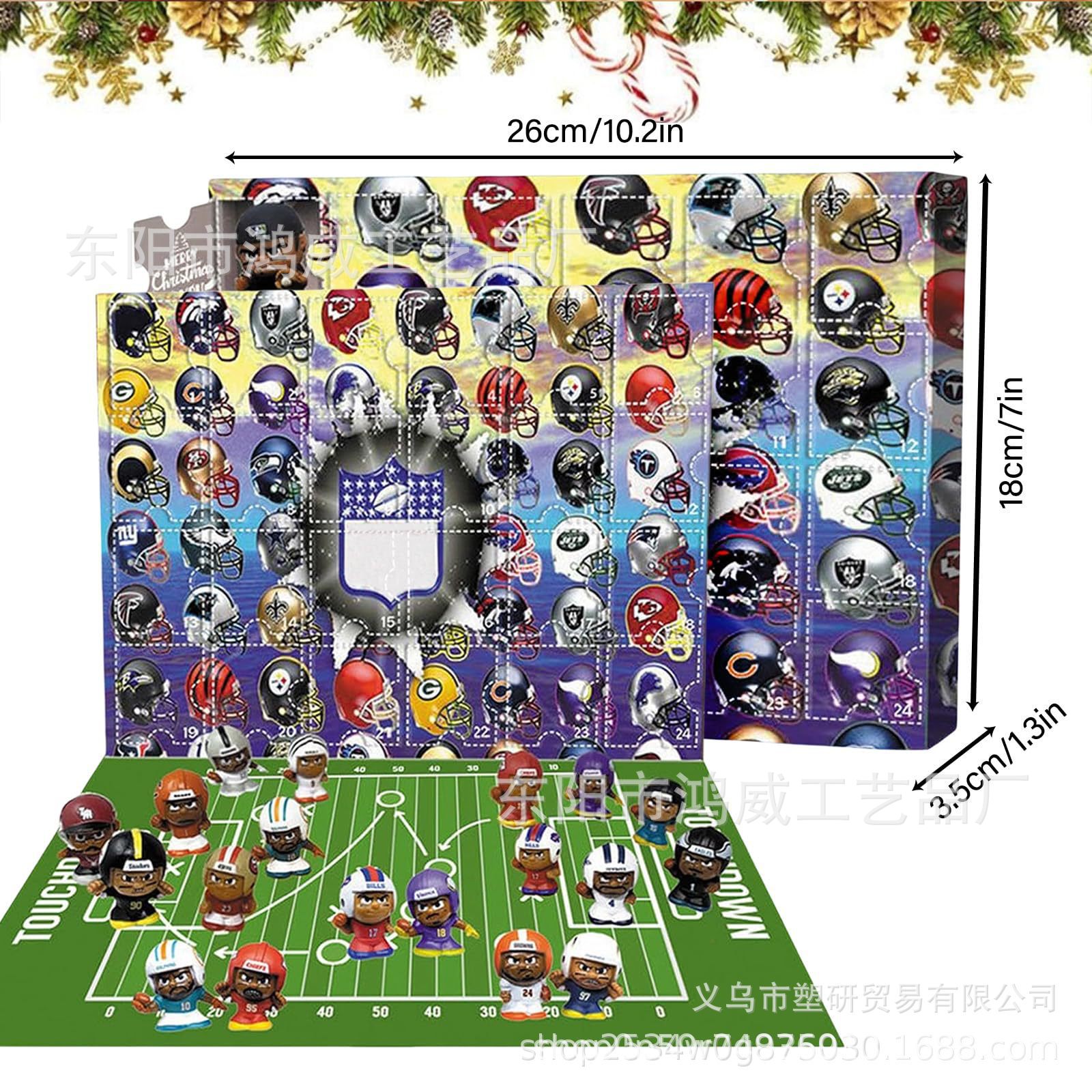Calendario de Adviento NFL en Caja Ciega de PVC, para Navidad