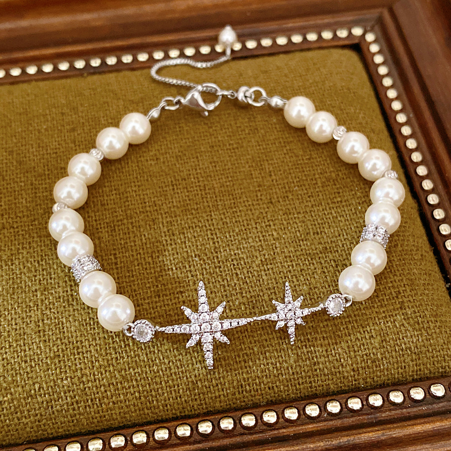 18 quilates de oro real chapado con cuentas zircon pulsera de perlas de manga ligera pulsera de nicho de lujo alta sensación de viento amplio image 8