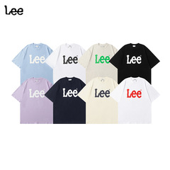 韓国トレンドブランド LEE レタービッグプリント半袖ラウンドネック Tシャツインスタイルプリント多用途カジュアル男女兼用ルーズ