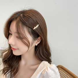 韩国少女网红复古珍珠一字夹发夹女夹子顶夹发卡头饰品