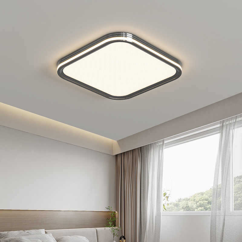 Luz de sala de estar de espectro completo, lámpara principal, lámpara de techo, iluminación para el hogar, lámpara de dormitorio moderna y minimalista, lámpara Zhongshan negra