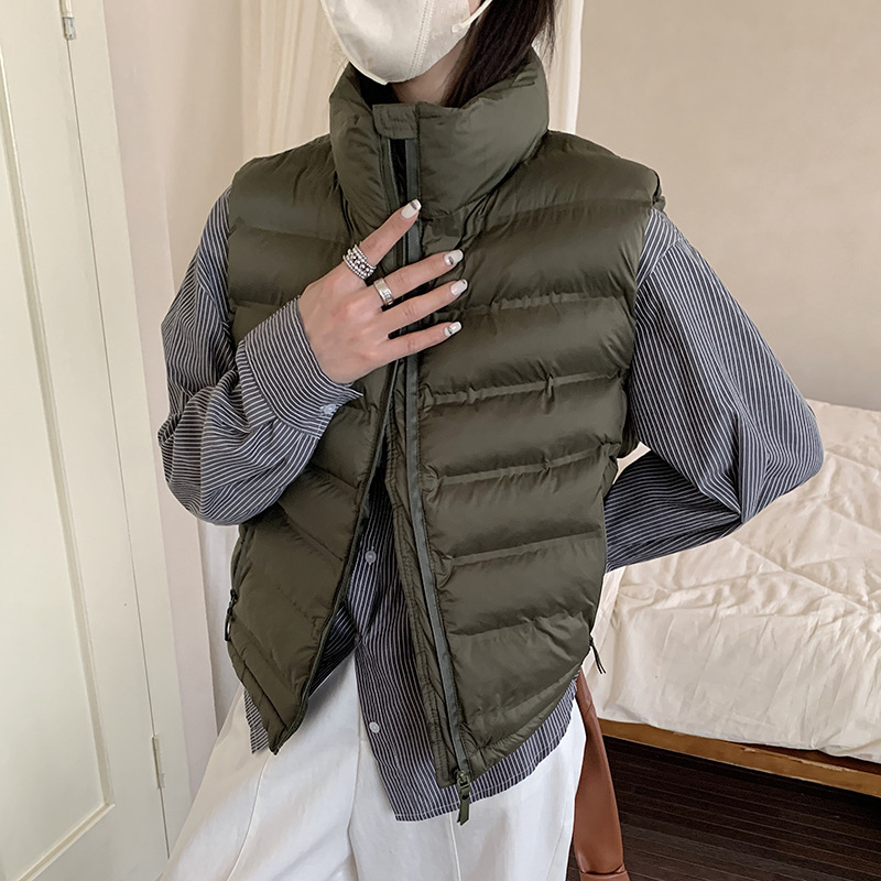 Transfronterizo de algodón chaleco de mujer otoño y invierno 2025 nuevo estilo coreano de cuello corto de algodón de hombro bolsillo cremallera delgada y ligera image 3