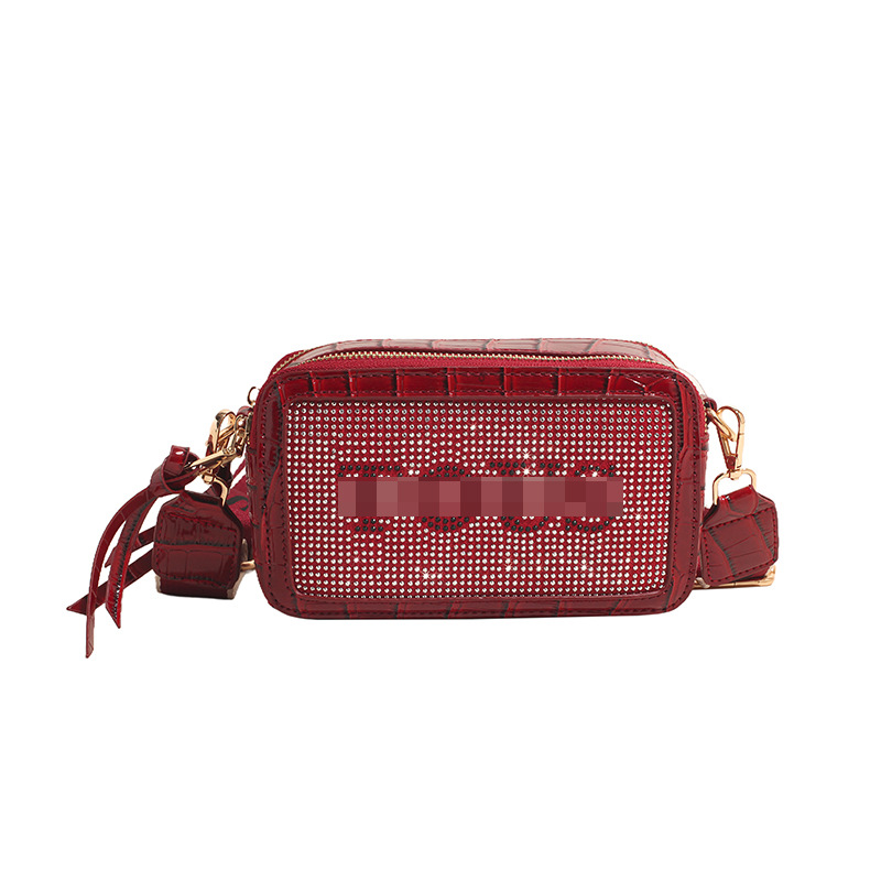 Bolso bandolera transfronterizo para mujer 2024 nuevo estilo de alta gama exquisito bolso cuadrado pequeño estampado de moda moda cinturón de color bolsa de cámara