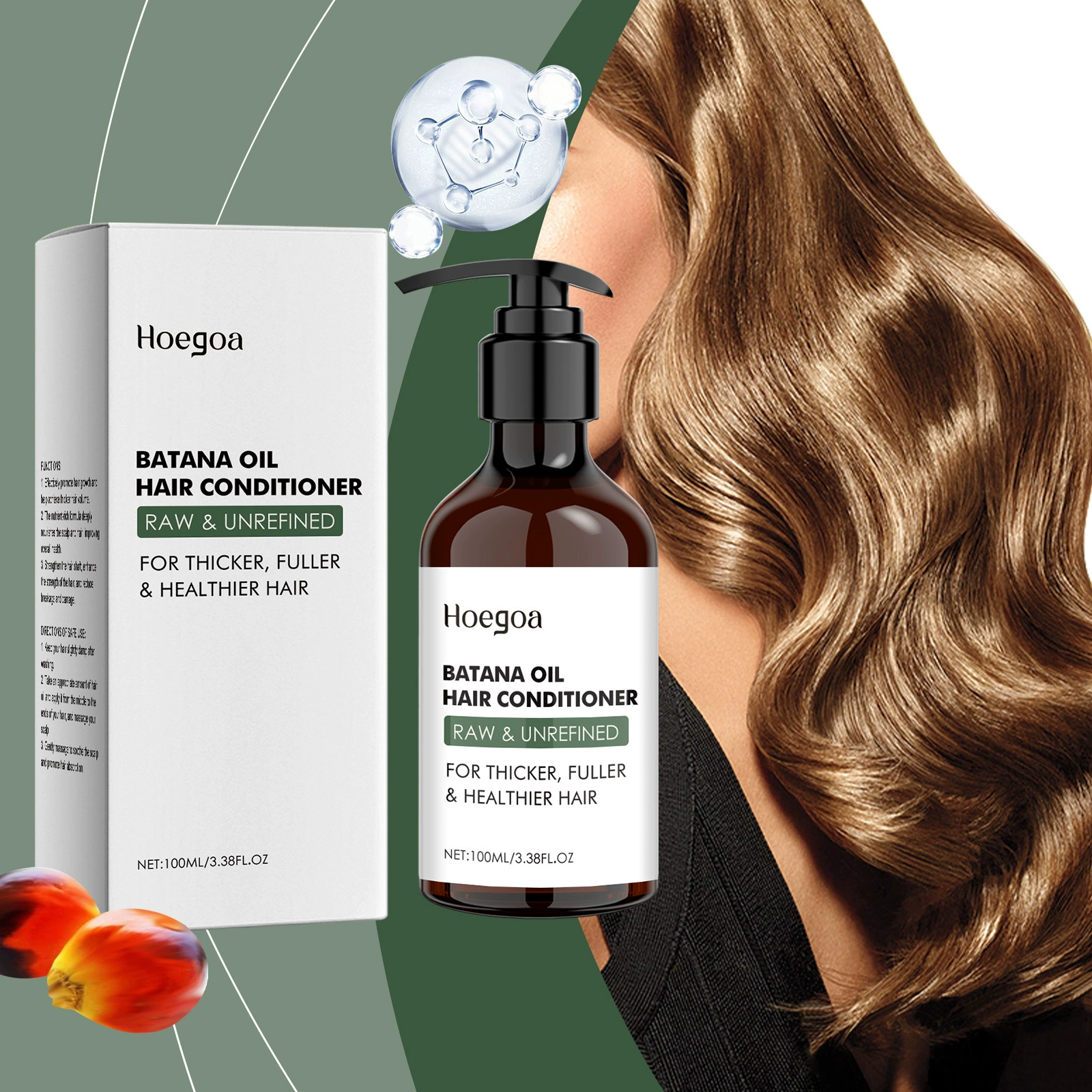 Кондиционер с маслом батана HOEGOA ухаживает за сухими волосами, улучшает вьющиеся волосы, смягчает, увлажняет и разглаживает кондиционер для волос.