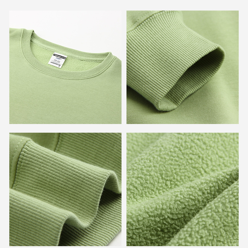 AG350 polar cuello redondo suéter de vellón forrado tablero ligero color caramelo manga larga engrosada publicidad capa de color sólido personalización DIY