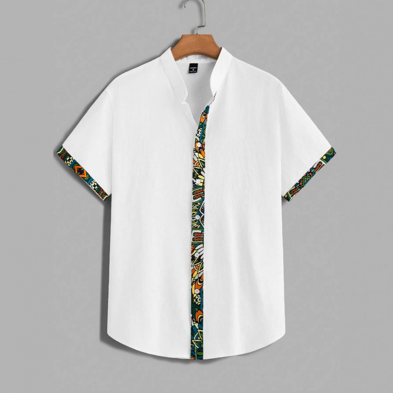 In-Stock 2026 European and American Cross-Border Hot-Selling Men's Loose-Fit Turn-Down Collar Button Pocket Short-Sleeve Shirt with 3D Digital Print In-Stock 2026 European and American Cross-Border Hot-Selling Men's Loose-Fit Turn-Down Collar Button Pocket Short-Sleeve Shirt with 3D Digital Print