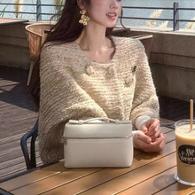 SYA奚小西 金丝小香斗篷女冬季法式温柔重花纱披肩短外套