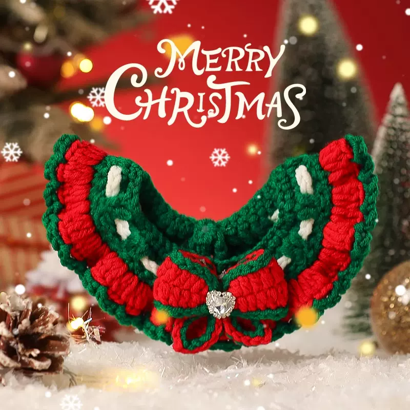 圣诞猫咪衣服秋冬宠物围巾可爱项圈猫猫配饰围兜小猫帽子狗狗围脖