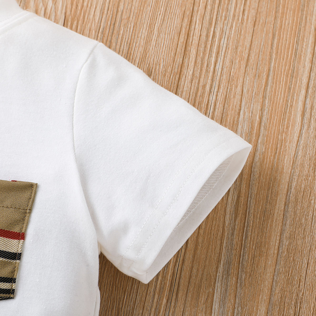 Summer New Boys Solid Short sleeved Top+Checkered Shorts Two piece Fashion Casual Set_voghion.com