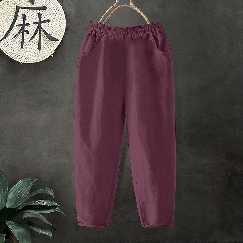 春夏秋季棉麻裤女新款韩版宽松休闲九分裤显瘦小脚哈伦裤潮流