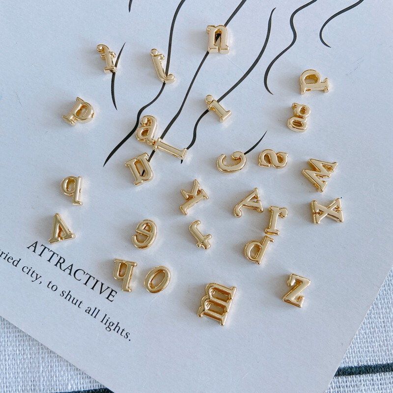 DIY jewelry accessories wholesale simple small 26 letters with holes small pendant earrings earrings material accessories