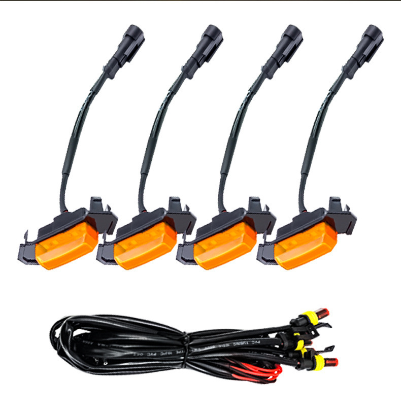 Cross-border hot-selling car grille in the net small yellow light day running light pickup truck truck LED decoration warning light modification