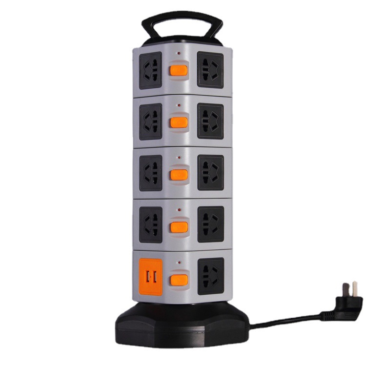 外贸出口usb充电插座智能插排 底盘收线立式插座6孔8孔12孔可选