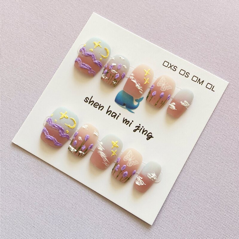 Summer New Oil Painting Pink Gentle Style Holiday Beach Fresh Hand-painted Hand-worn Armor Removable Armor