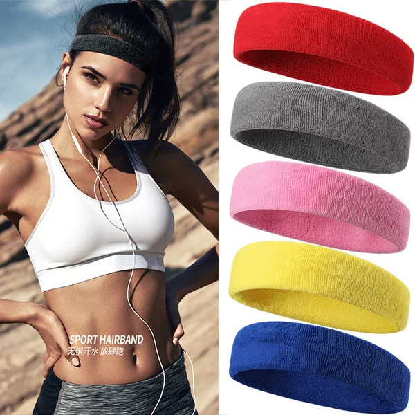 Cross-Border Outdoor Men's and Women's Pure Cotton Sports Headbands Antiperspirant Hairbands Sports Headbands Sweat-Absorbent Bands Sports Wristbands