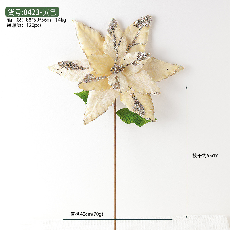 Buscando nuevos árboles de Navidad decoraciones de flores de Navidad 40cm super grande de alta calidad teñido de flores simuladas arreglos de flores de Navidad