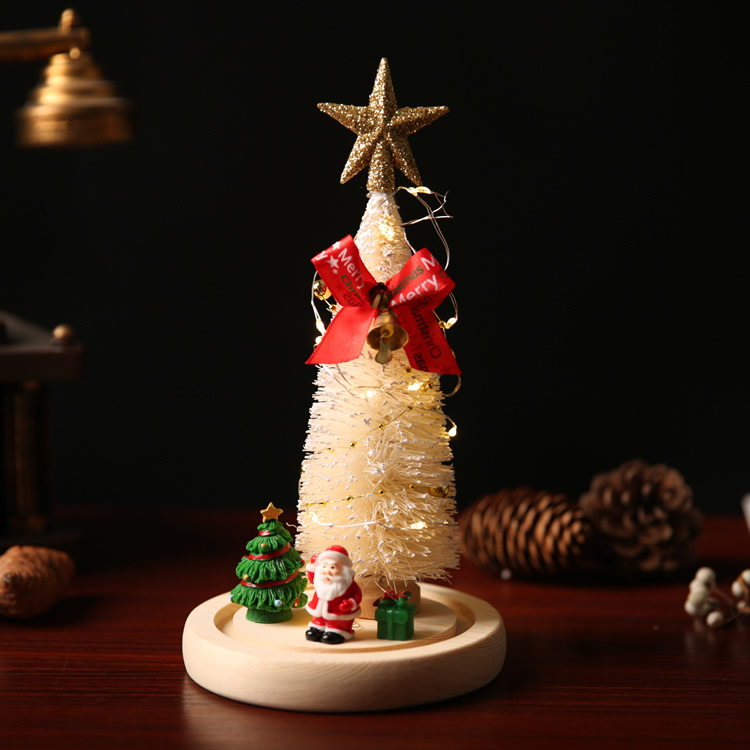 Decoración navideña creativa con luz LED para árbol de Navidad, cubierta de vidrio, adorno de regalo navideño