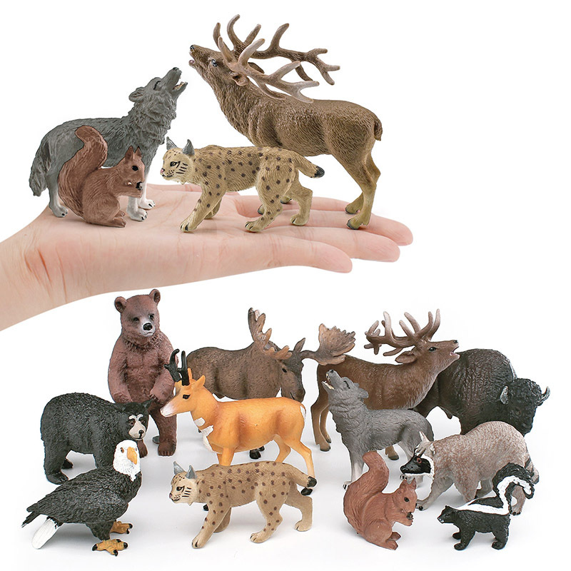 Transfronterizo simulación Tmall macho alce oso pardo oso negro ardilla Ciervo rojo bisonte mapache antílope águila modelo animal adornos
