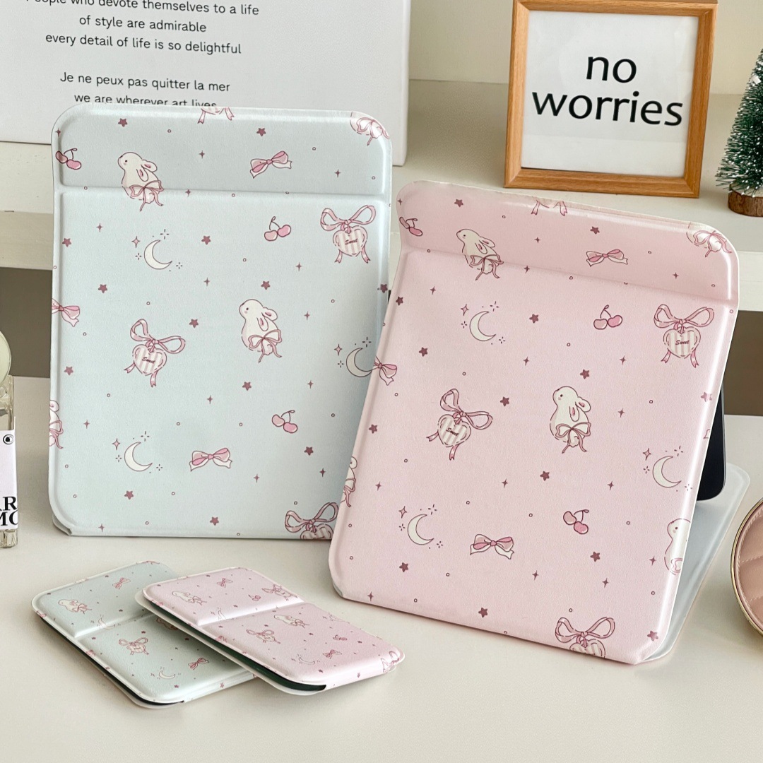 Espejo de dibujos animados, espejo de tocador de escritorio para el hogar, espejo de maquillaje plegable portátil para la oficina del dormitorio de estudiantes