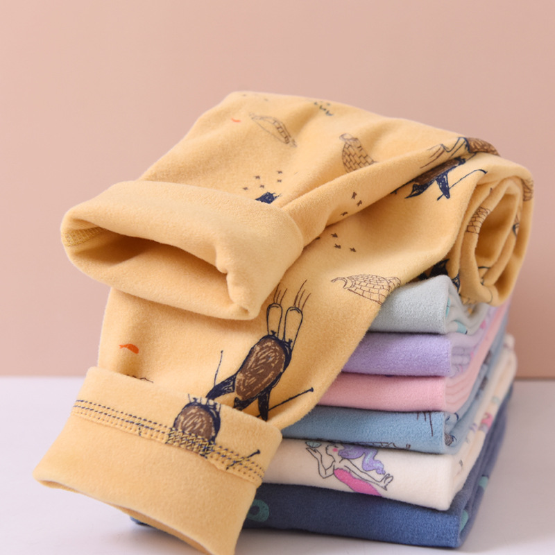 Double-sided genuine faux fur children's warm and padded winter legging autumn winter long pants heating innerwear for boys and girls