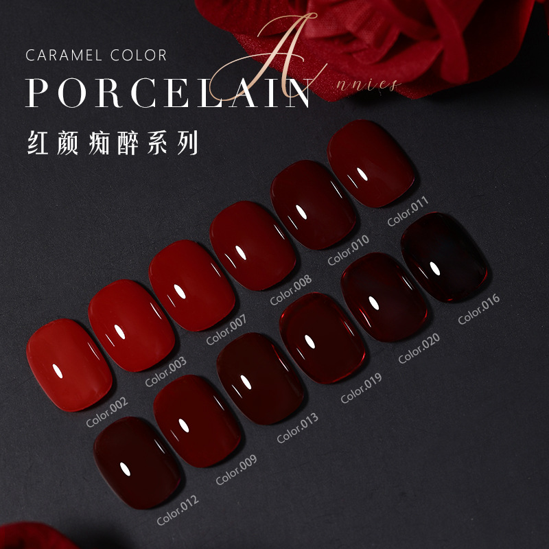 Otoño e invierno serie burdeos esmalte de uñas pegamento 2024 nuevo caramelo cereza roja belleza embriagadora 24 colores fábrica al por mayor