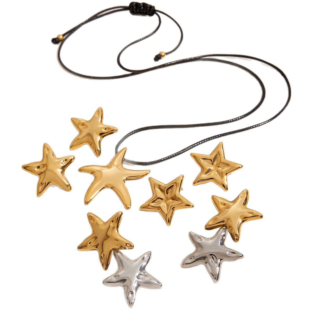 Jieding Europa y América Joyas de acero de titanio transfronterizas Collar de acero inoxidable Pendientes simples y de alta calidad Anillo de estrella de cinco puntas Rings
