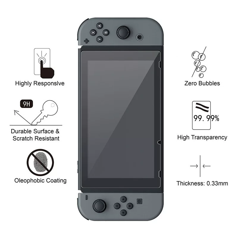 Защитная пленка из закаленного стекла для Nintendo Switch, отпечатков рук не оставляет, геймер консоль защитная пленка