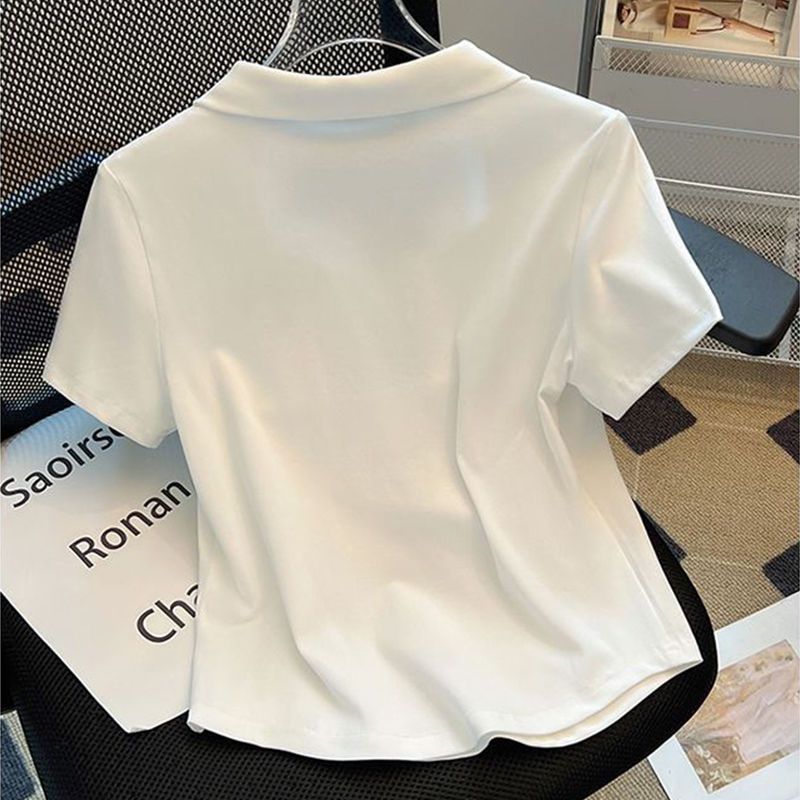 大きいサイズの婦人服ファッション刺繍poloシャツ半袖tシャツ夏200斤太ったmmアーチ形裾ゆるい上着潮|undefined